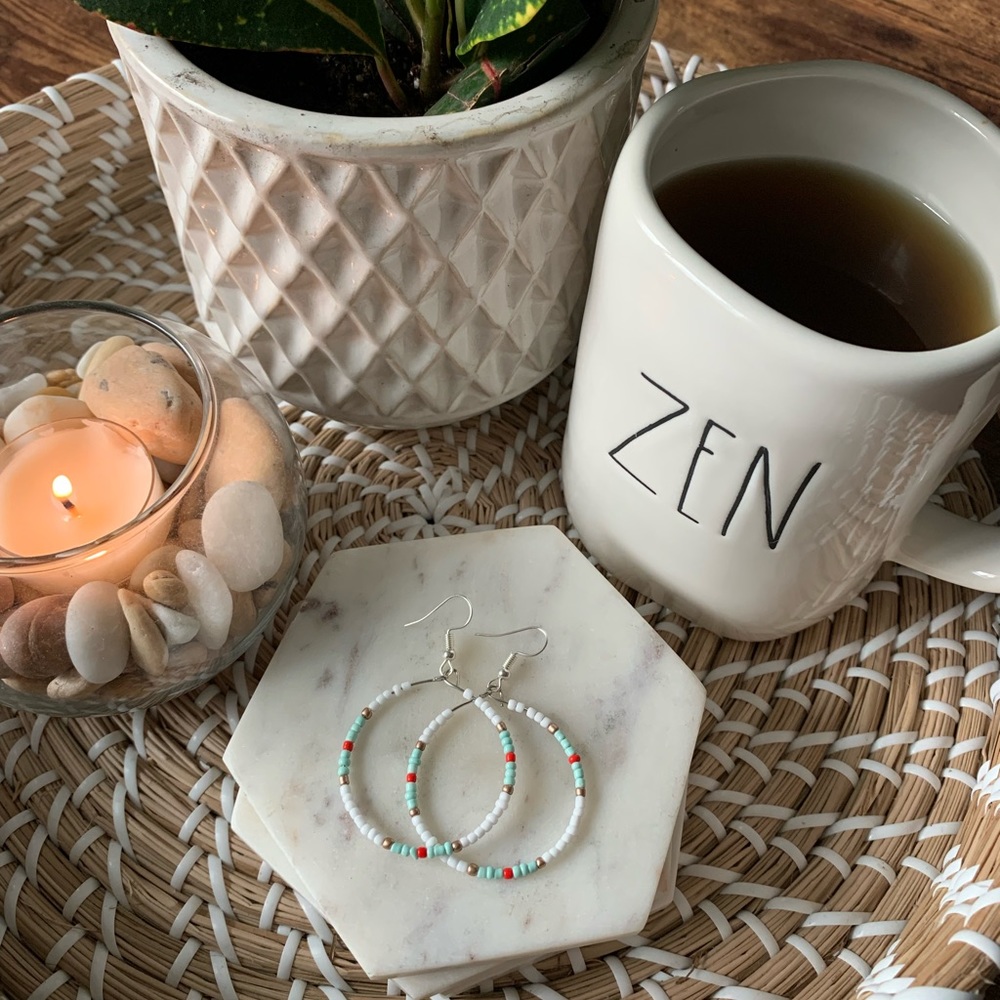 Handmade beaded hoop earrings